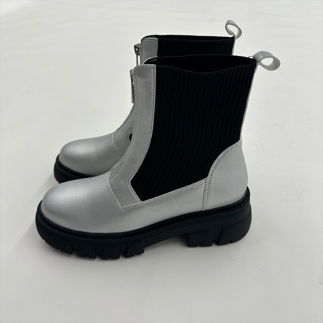 リブ編み　ジップアップブーツ　B DONNA　6054100