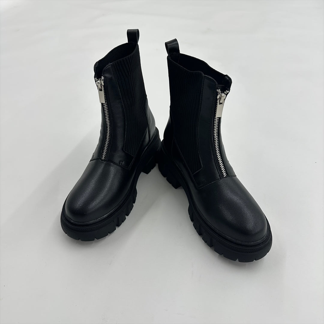 リブ編み　ジップアップブーツ　B DONNA　6054100