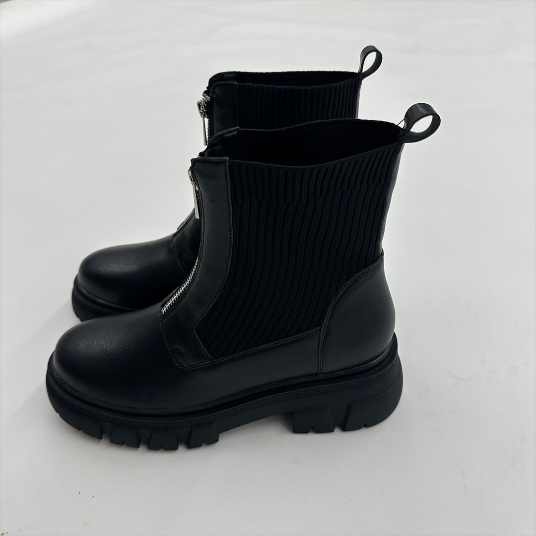 リブ編み　ジップアップブーツ　B DONNA　6054100