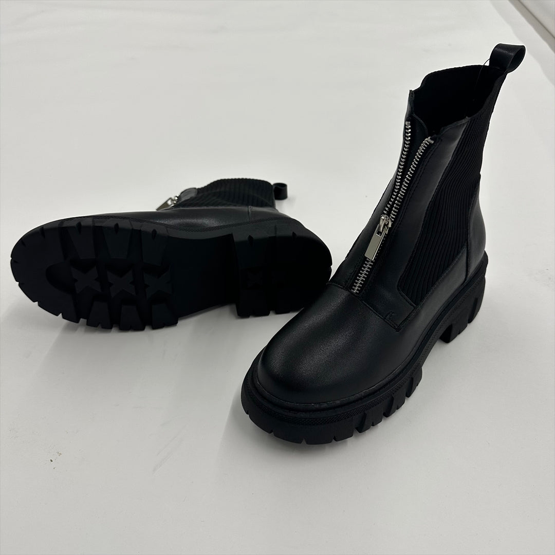 リブ編み　ジップアップブーツ　B DONNA　6054100