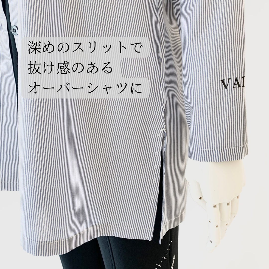 【植物由来テンセル・ソフト先染】ストライプ　羽織ブラウス　VALENZA　5141400