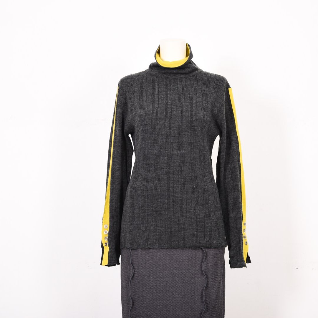 ランダムリブ　配色タートルニット　B DONNA　6053302