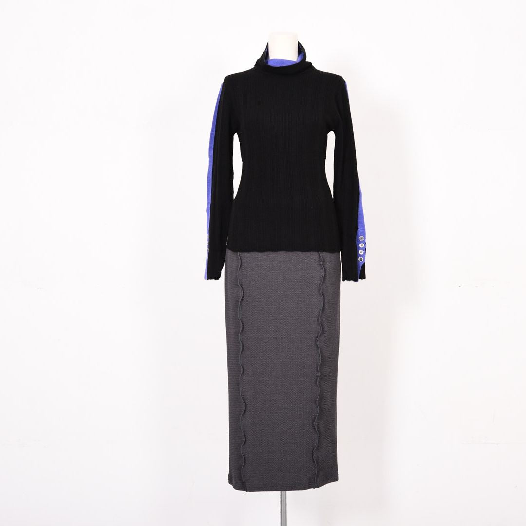 ランダムリブ　配色タートルニット　B DONNA　6053302