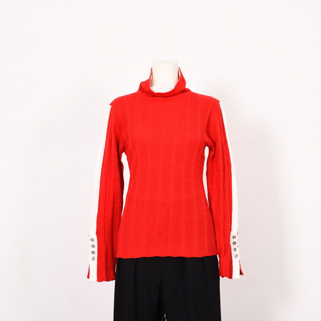 ランダムリブ　配色タートルニット　B DONNA　6053302