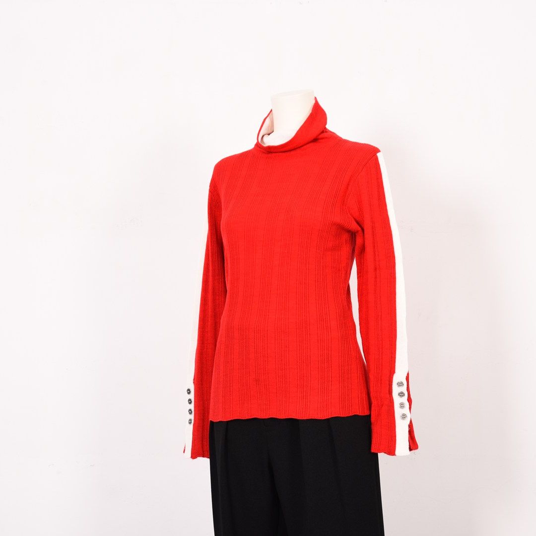 ランダムリブ　配色タートルニット　B DONNA　6053302