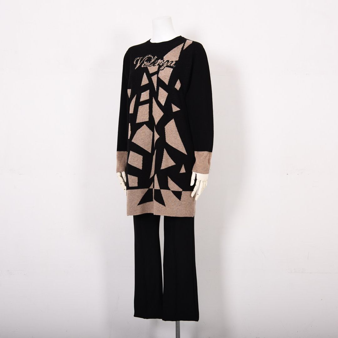 【Lサイズ】アニマル風 幾何学柄　ロングニット　VALENZA　5553701