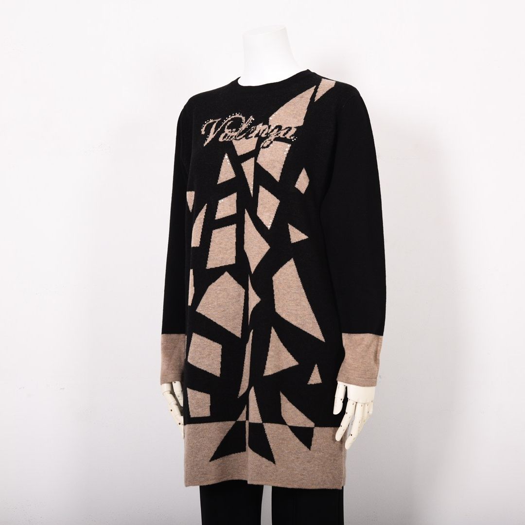 【Lサイズ】アニマル風 幾何学柄　ロングニット　VALENZA　5553701