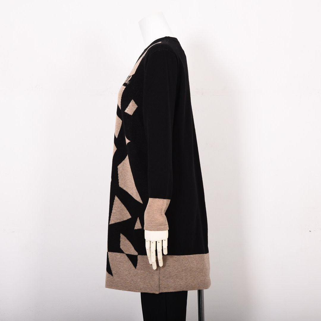 【Lサイズ】アニマル風 幾何学柄　ロングニット　VALENZA　5553701