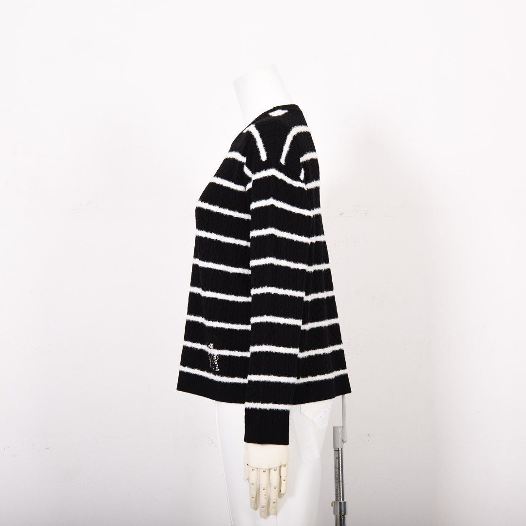 【Lサイズ】ケーブル編み　ボーダーニット　VALENZA　5553707