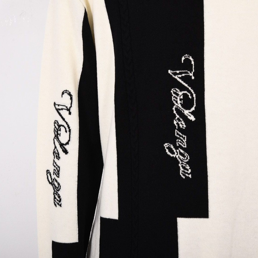 【Lサイズ】ケーブル編み×縦ロゴ ハイネックニット　VALENZA　5553708