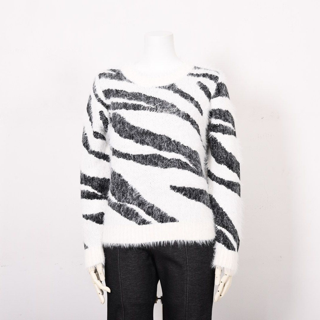 ゼブラ柄 ふわふわニット　VALENZA　5153705