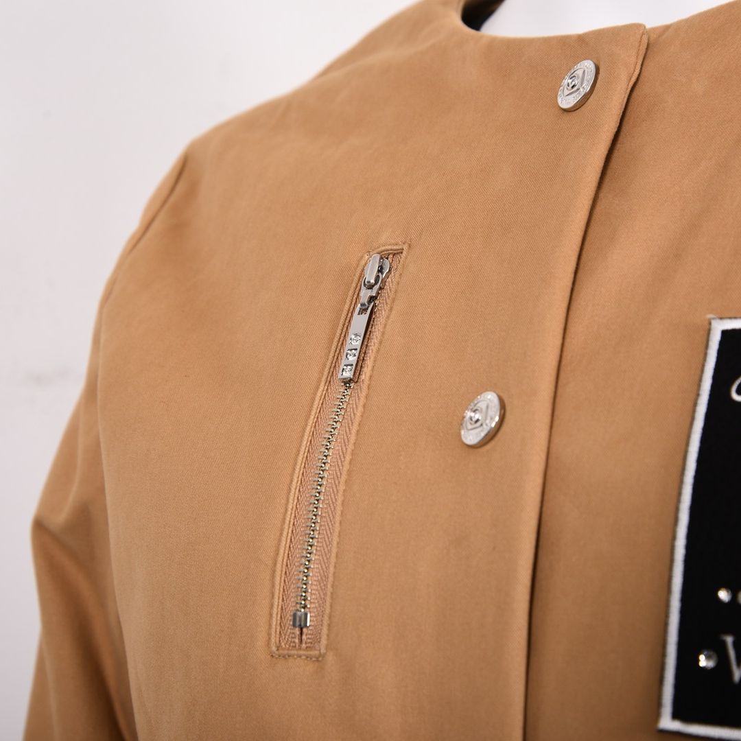 【Lサイズ】ストレッチギャバ　ノーカラー中綿ジャケット　VALENZA　5557703