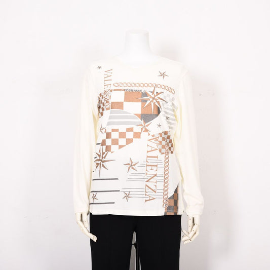 【Lサイズ】【吸湿発熱】サクラウォーム起毛ベア天 幾何学 Vネックカットソー　VALENZA　5552710