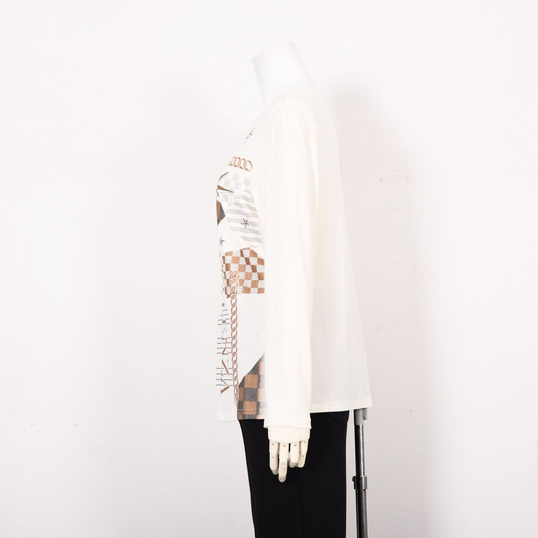 【吸湿発熱】サクラウォーム起毛ベア天 幾何学 Vネックカットソー　VALENZA　5152710