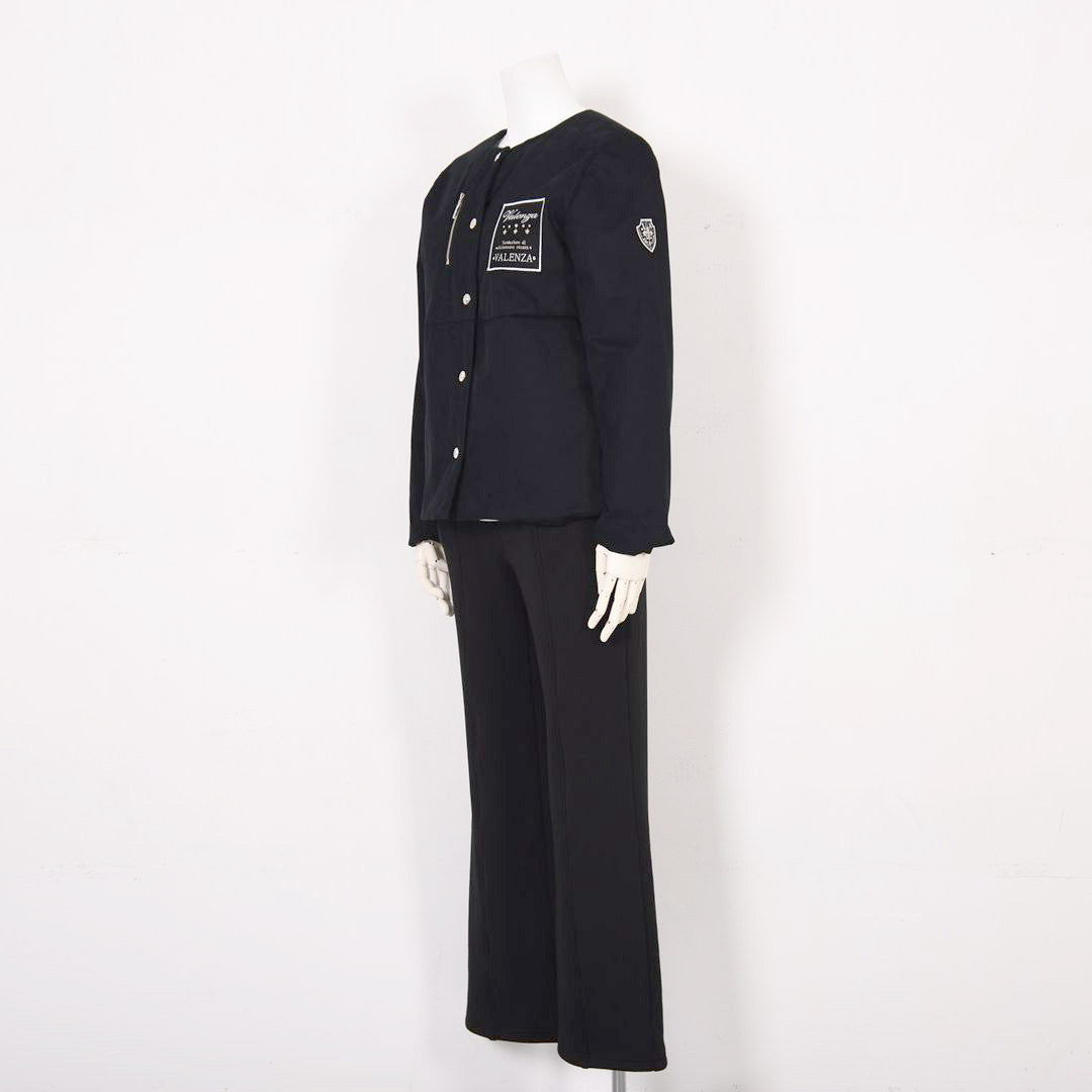 【Lサイズ】ストレッチギャバ　ノーカラー中綿ジャケット　VALENZA　5557703