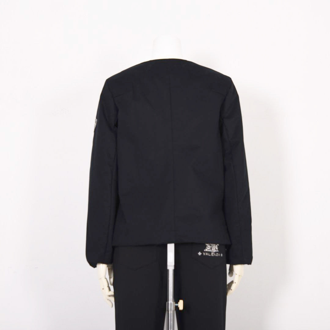 【Lサイズ】ストレッチギャバ　ノーカラー中綿ジャケット　VALENZA　5557703