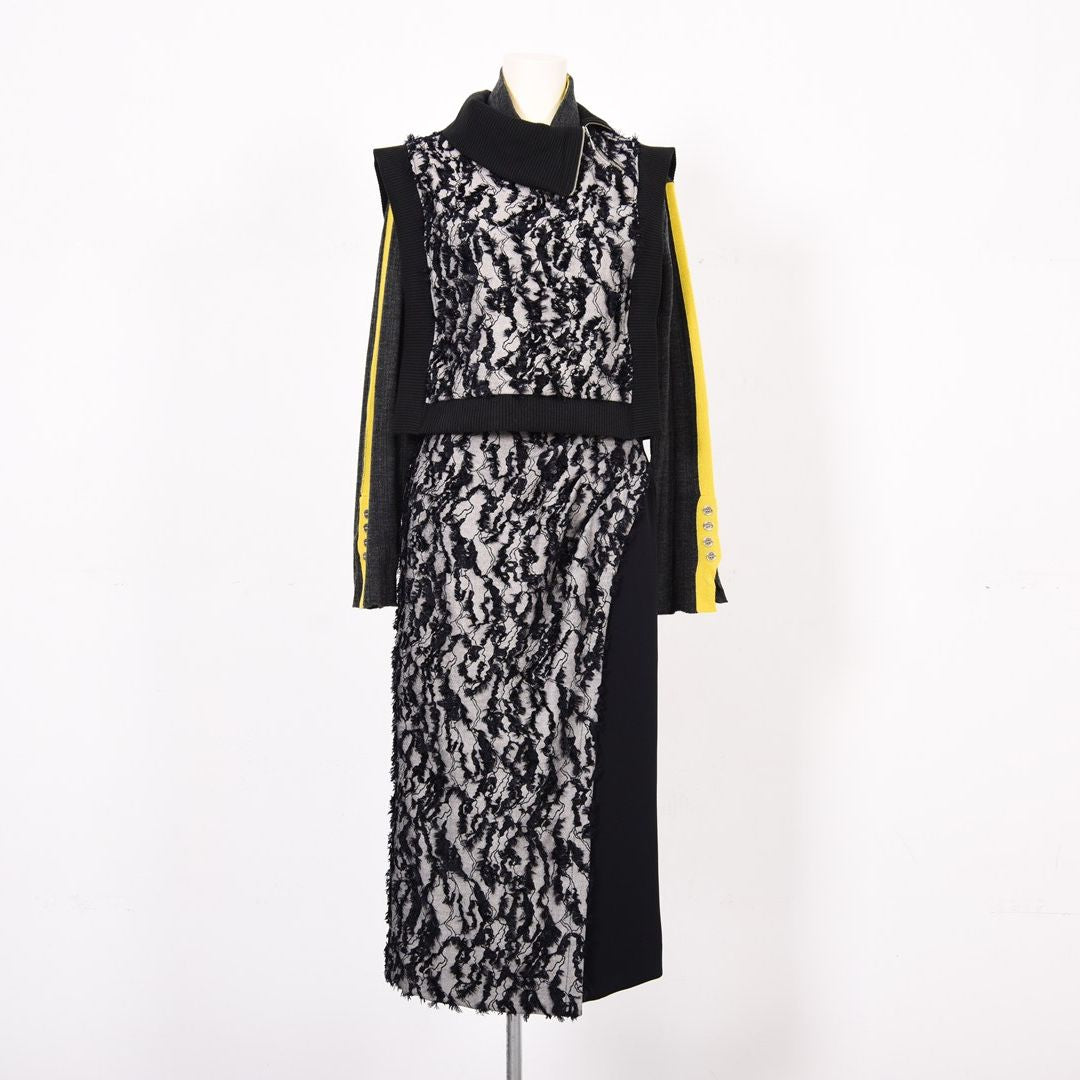 カットジャガード　ラップ風スカート　B DONNA　6055106