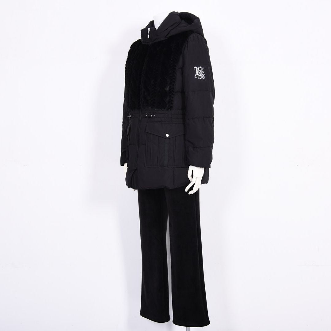 【Lサイズ】ボア×タフタ　異素材切替　中綿コート　VALENZA　5558706