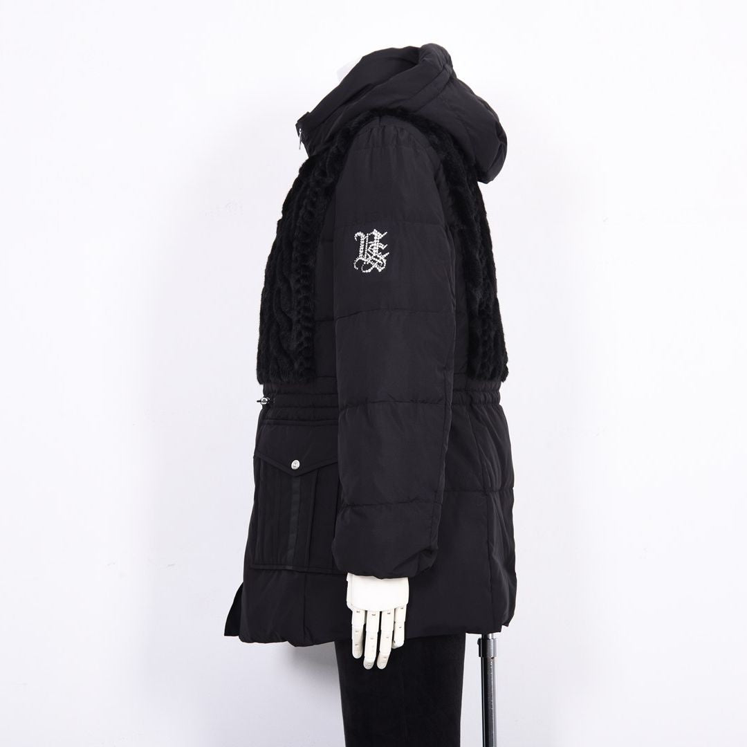 【Lサイズ】ボア×タフタ　異素材切替　中綿コート　VALENZA　5558706