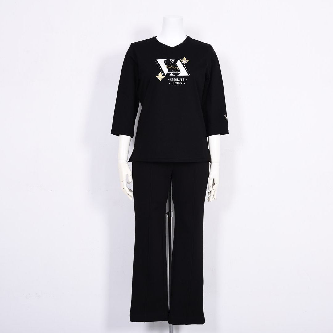 フロントモチーフ　7分袖カットソー　VALENZA　5162312