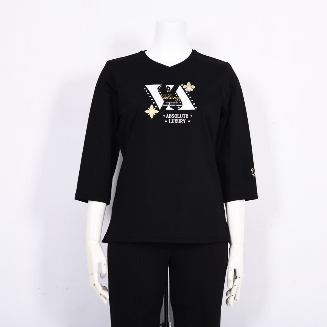 フロントモチーフ　7分袖カットソー　VALENZA　5162312