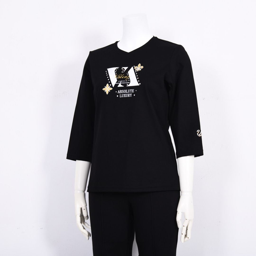 フロントモチーフ　7分袖カットソー　VALENZA　5162312