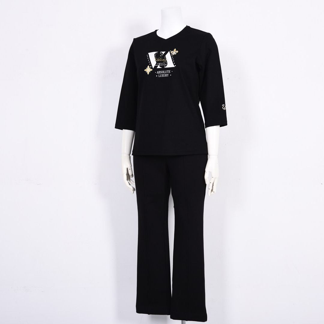 フロントモチーフ　7分袖カットソー　VALENZA　5162312