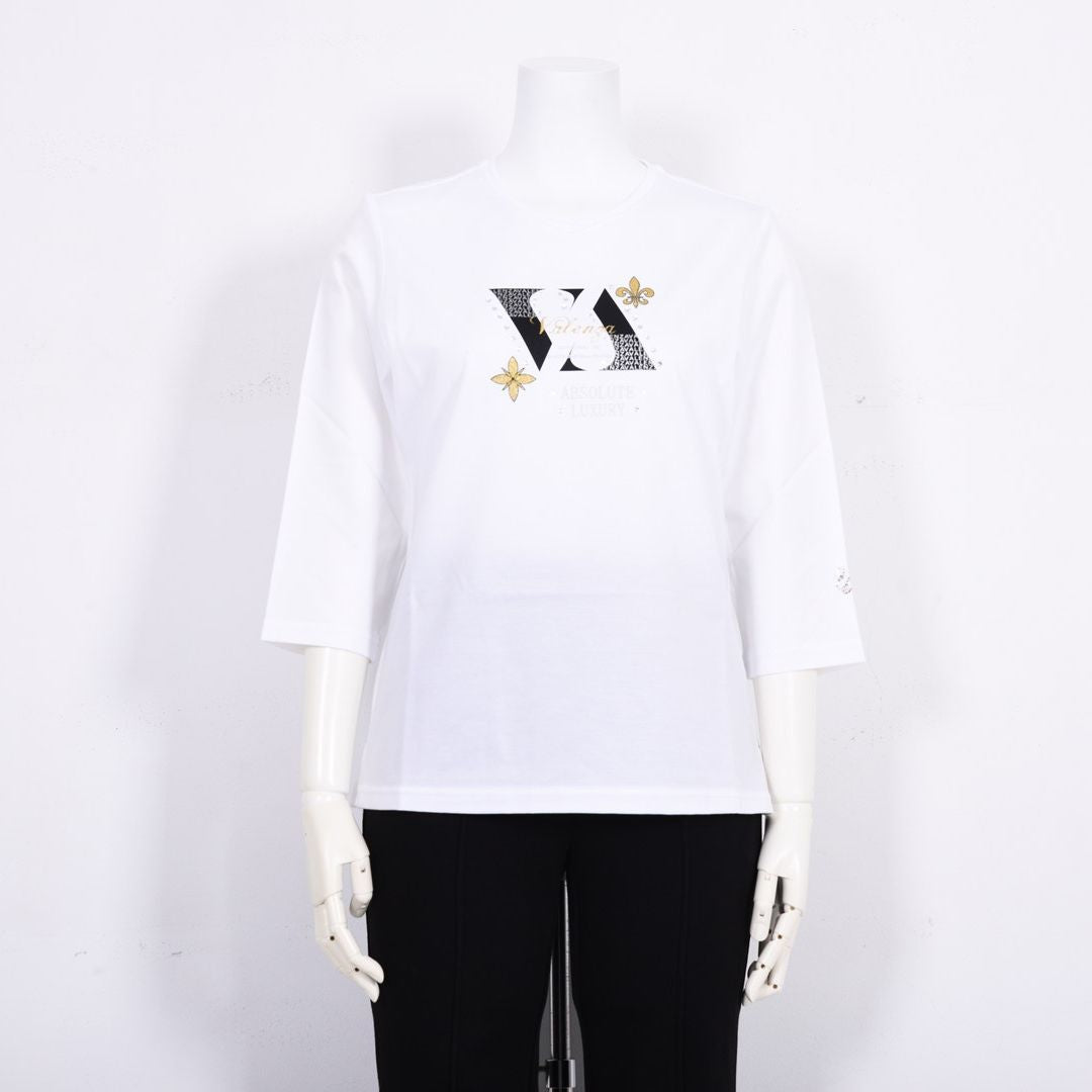 【Lサイズ】フロントモチーフ　7分袖カットソー　VALENZA　5562312