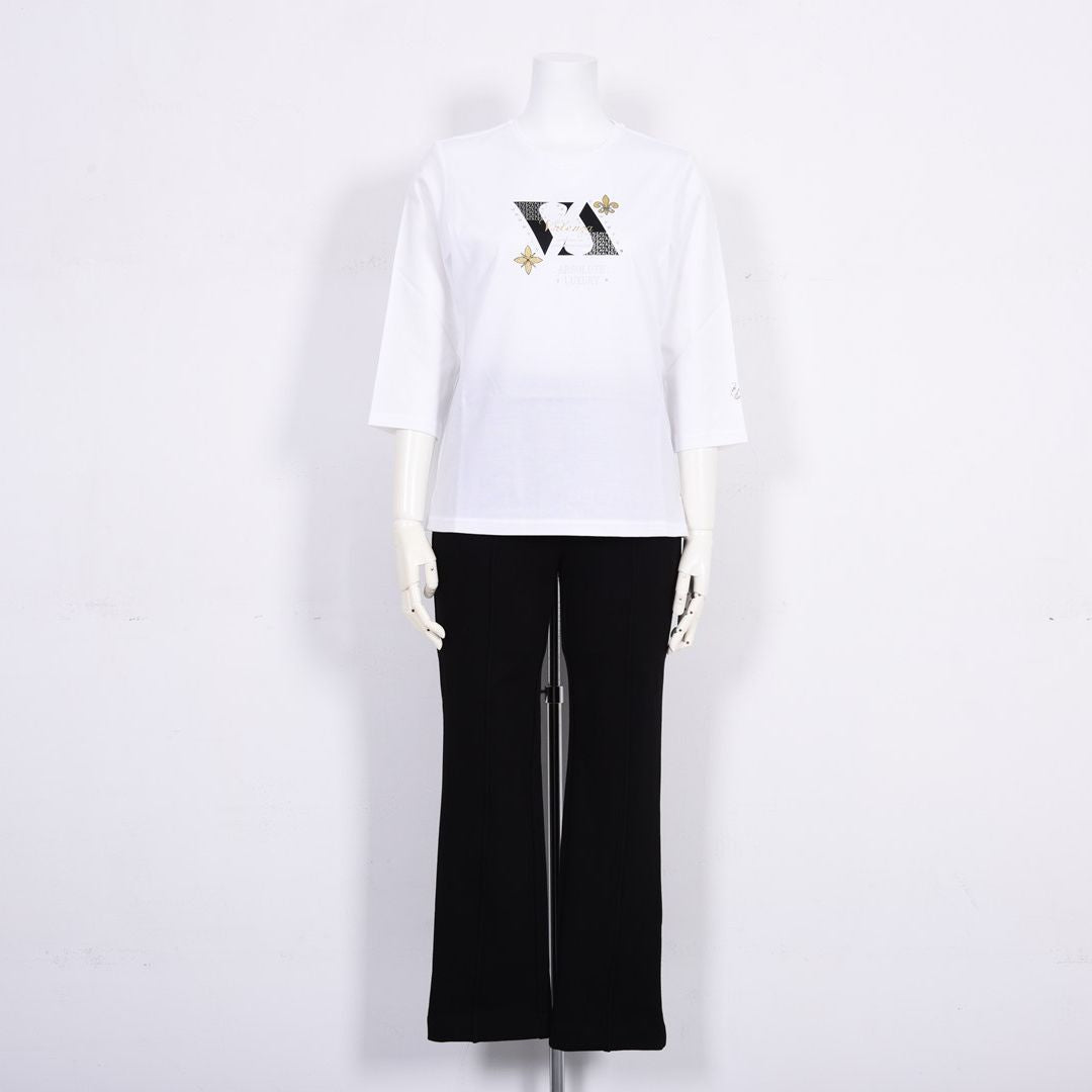 フロントモチーフ　7分袖カットソー　VALENZA　5162312