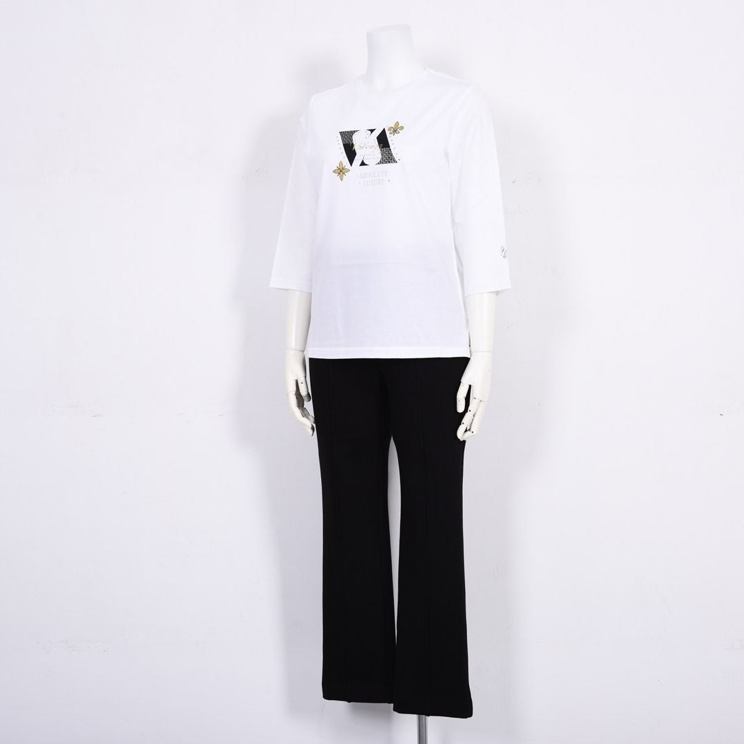 フロントモチーフ　7分袖カットソー　VALENZA　5162312