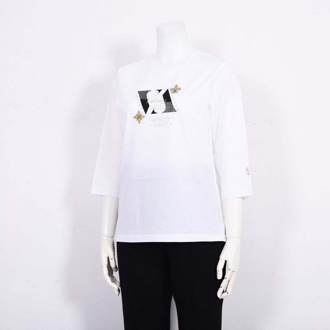 フロントモチーフ　7分袖カットソー　VALENZA　5162312