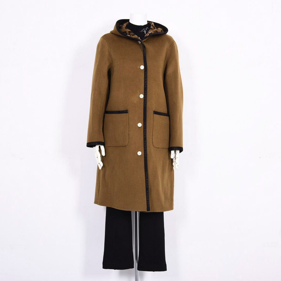 ※予約商品【Lサイズ】【リバーシブル】2wayウールリバー フード付きロングコート　VALENZA　5558708