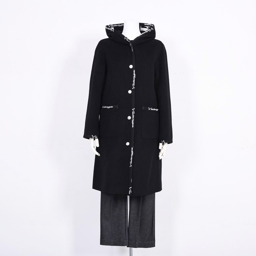 【Lサイズ】【リバーシブル】2way ウールリバー ロゴデザインロングコート　VALENZA　5558700