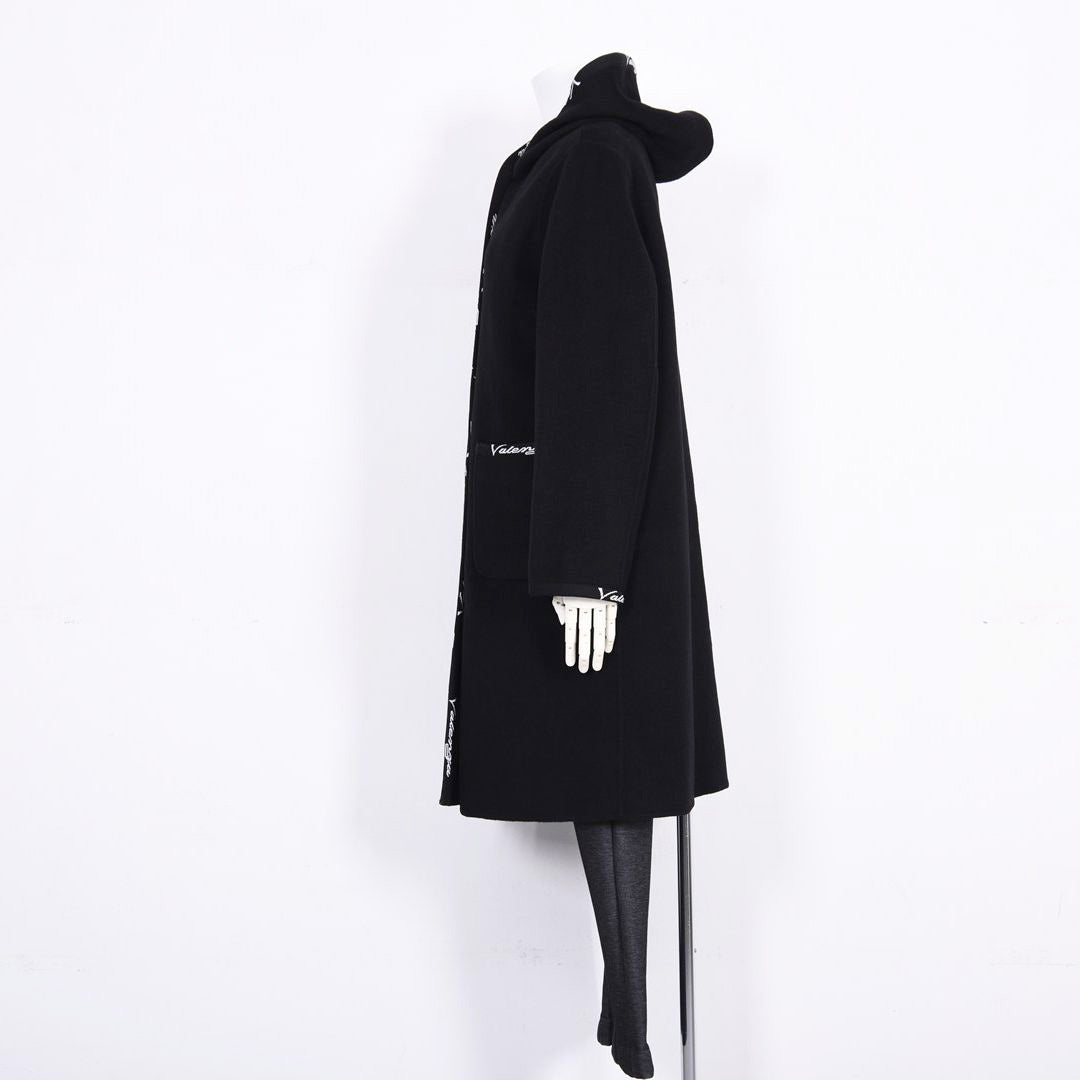【リバーシブル】2wayウールリバー ロゴデザインロングコート　VALENZA　5158700