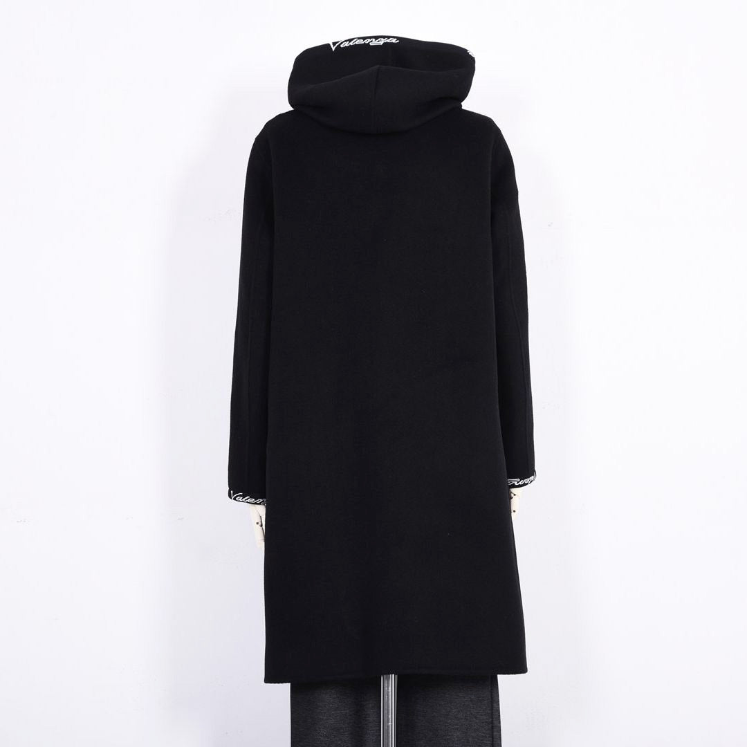 【Lサイズ】【リバーシブル】2way ウールリバー ロゴデザインロングコート　VALENZA　5558700