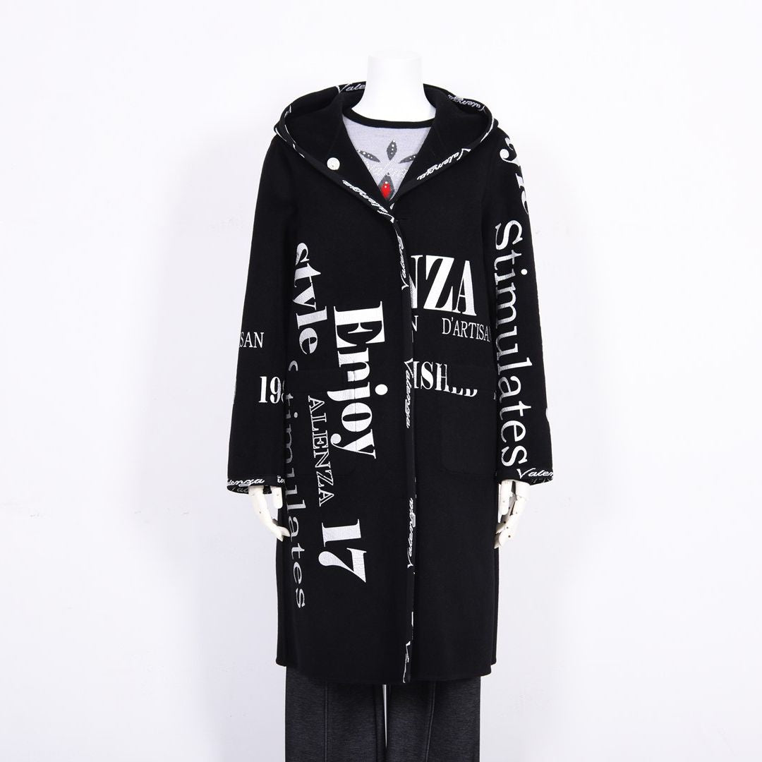 【Lサイズ】【リバーシブル】2way ウールリバー ロゴデザインロングコート　VALENZA　5558700