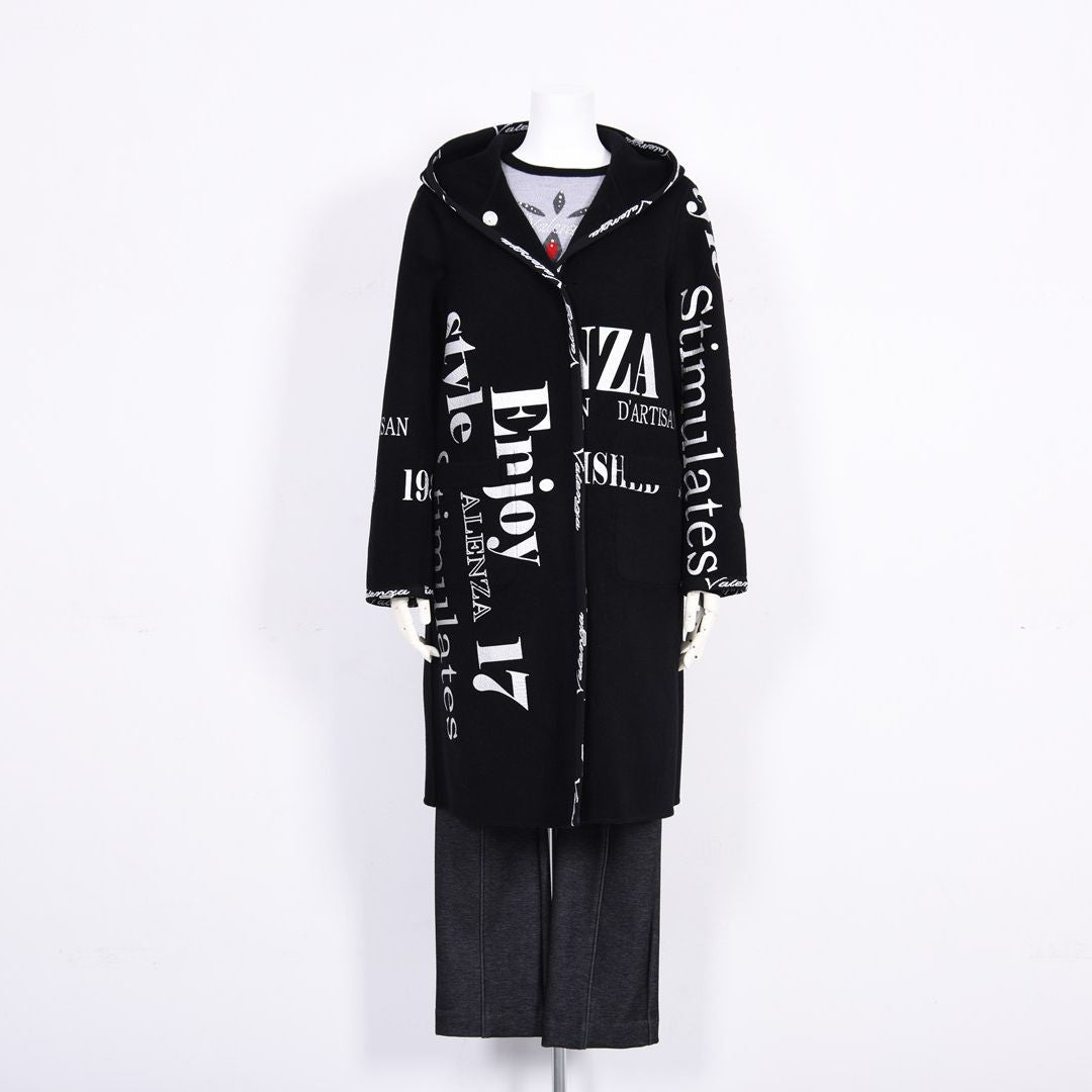 【リバーシブル】2wayウールリバー ロゴデザインロングコート　VALENZA　5158700