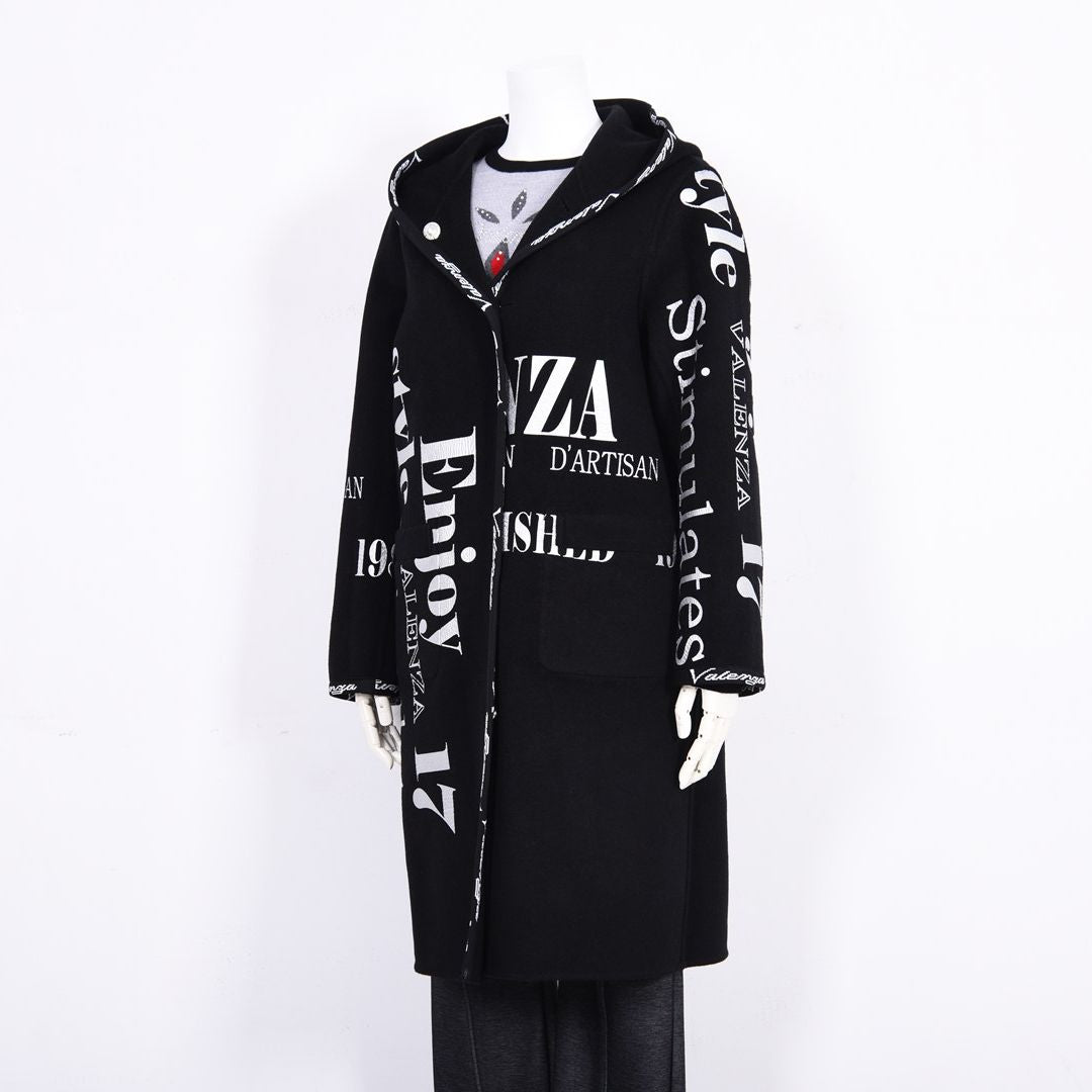 【リバーシブル】2wayウールリバー ロゴデザインロングコート　VALENZA　5158700