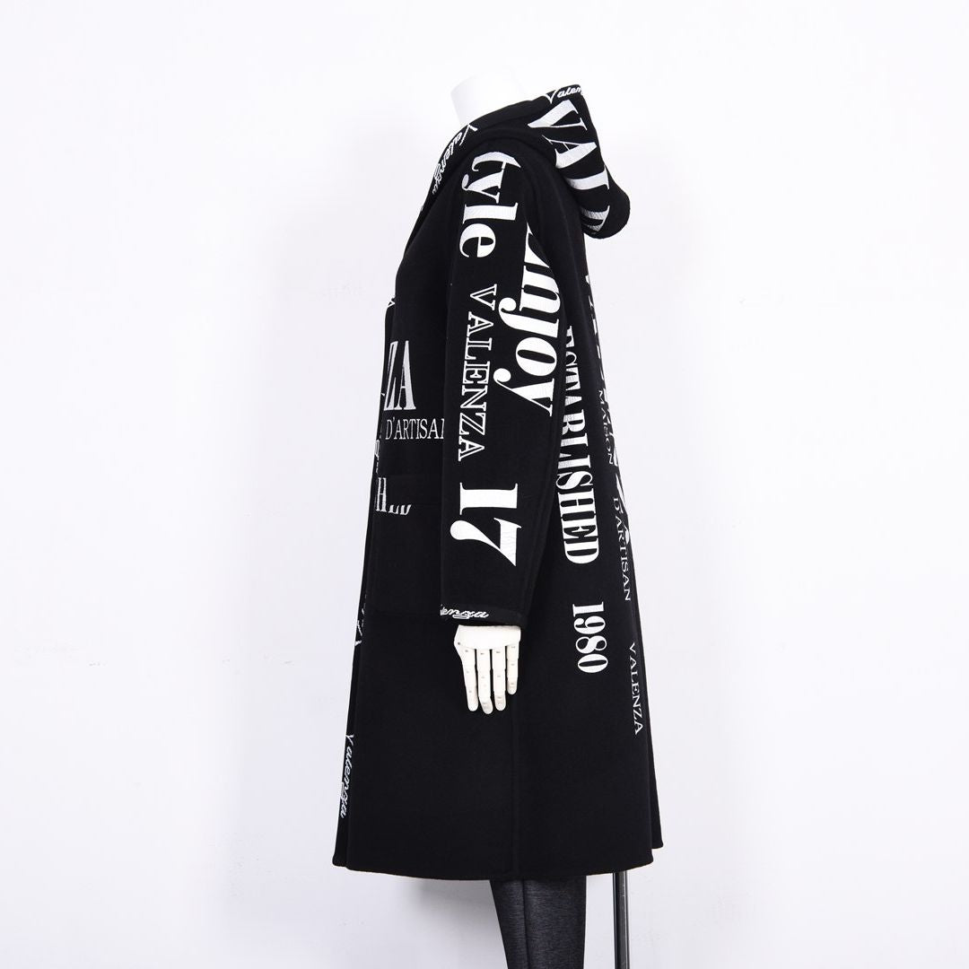 【リバーシブル】2wayウールリバー ロゴデザインロングコート　VALENZA　5158700