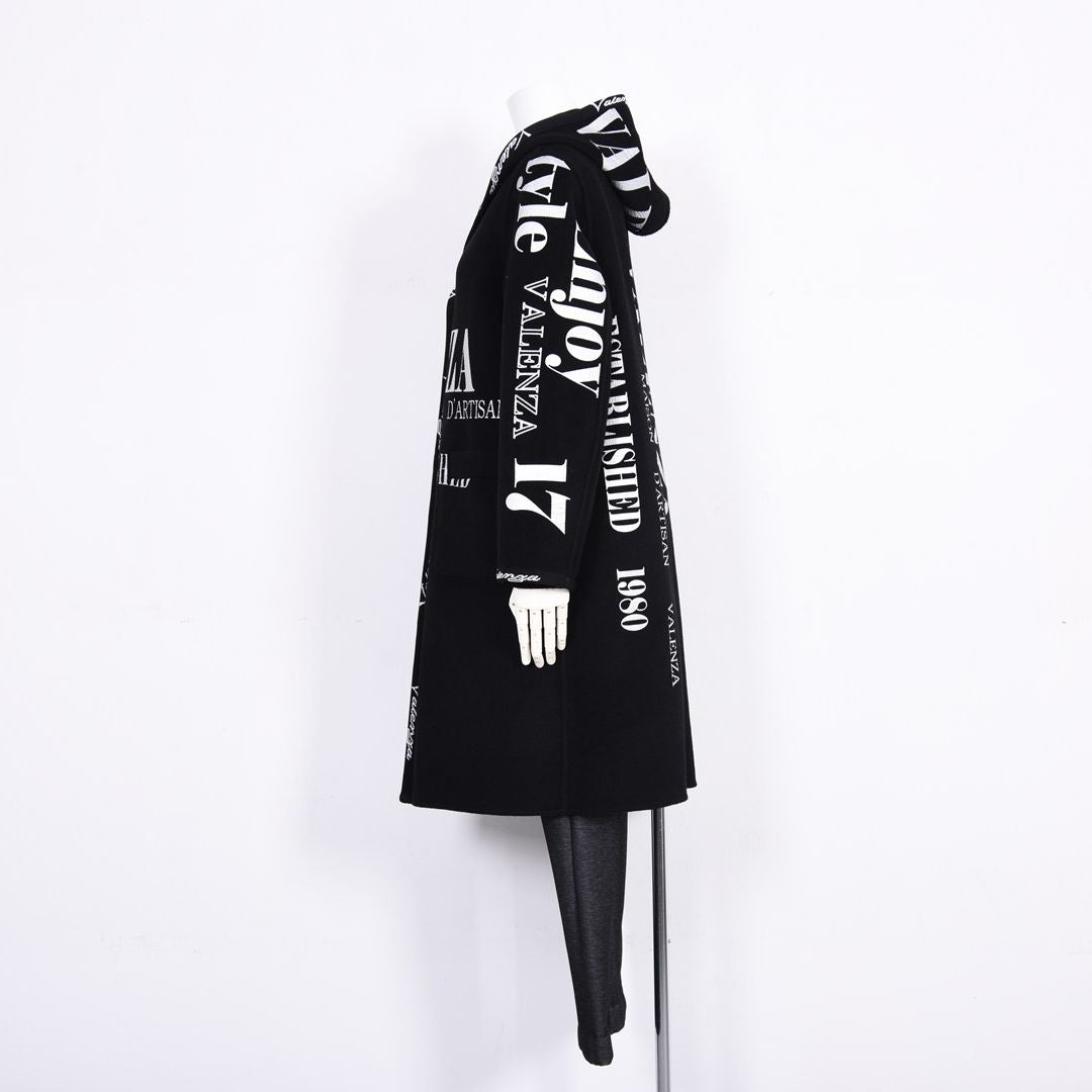 【リバーシブル】2wayウールリバー ロゴデザインロングコート　VALENZA　5158700