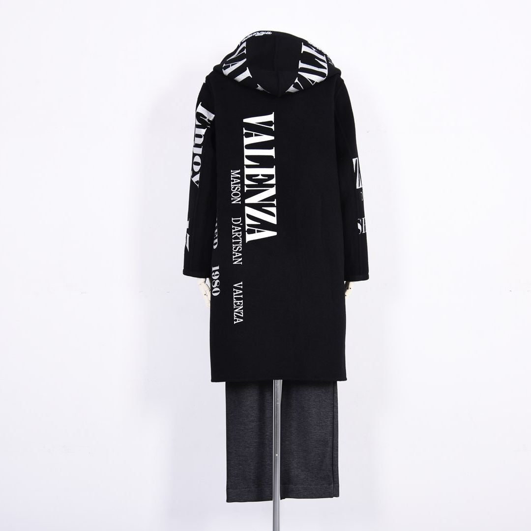 【Lサイズ】【リバーシブル】2way ウールリバー ロゴデザインロングコート　VALENZA　5558700
