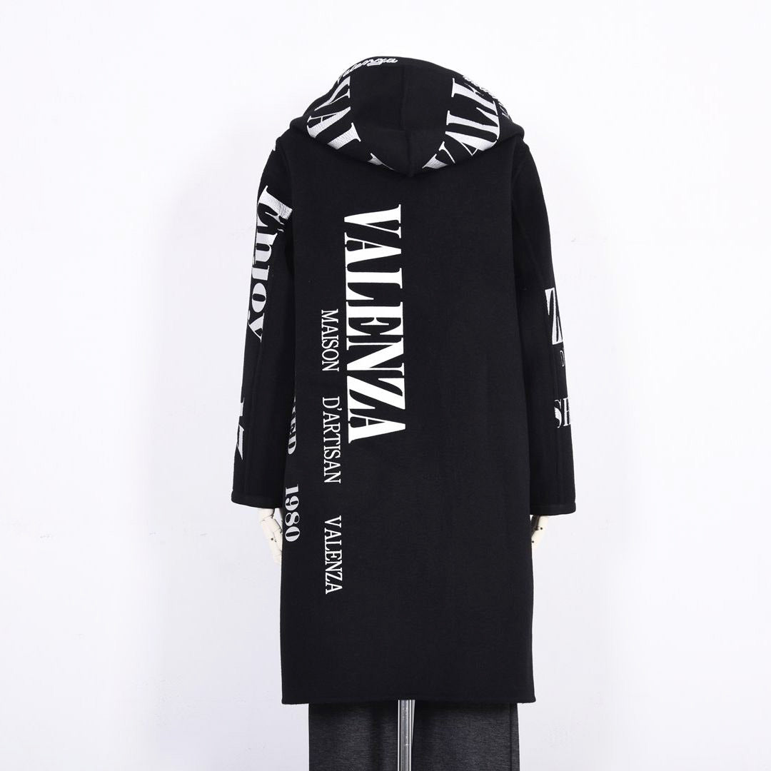 【Lサイズ】【リバーシブル】2way ウールリバー ロゴデザインロングコート　VALENZA　5558700