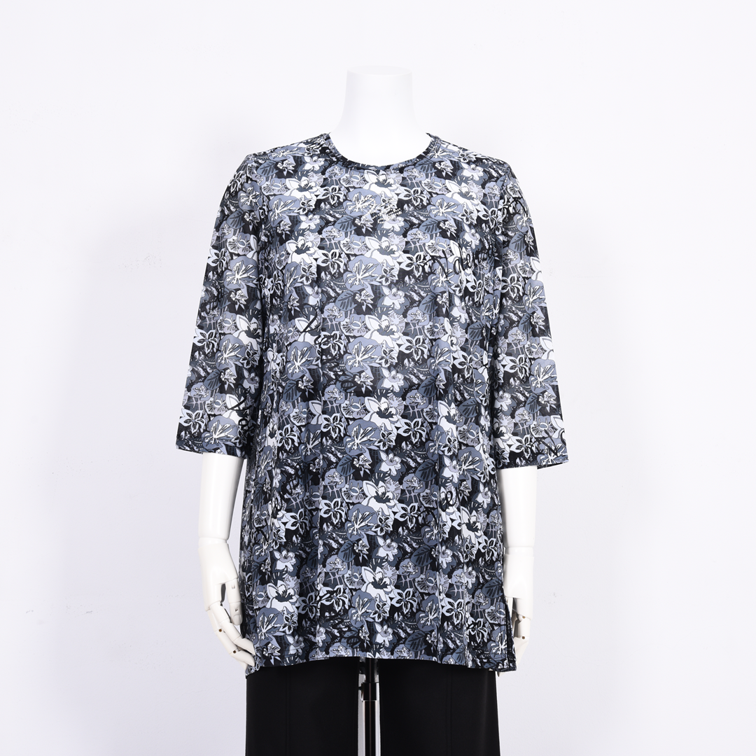 【Lサイズ】7分袖　花柄プリントチュニック　VALENZA　5562319