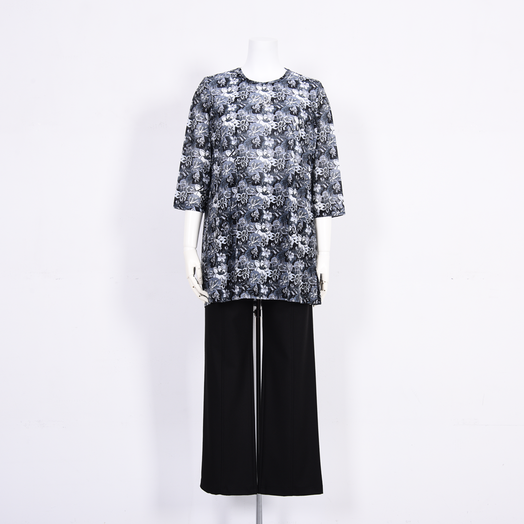 【Lサイズ】7分袖　花柄プリントチュニック　VALENZA　5562319