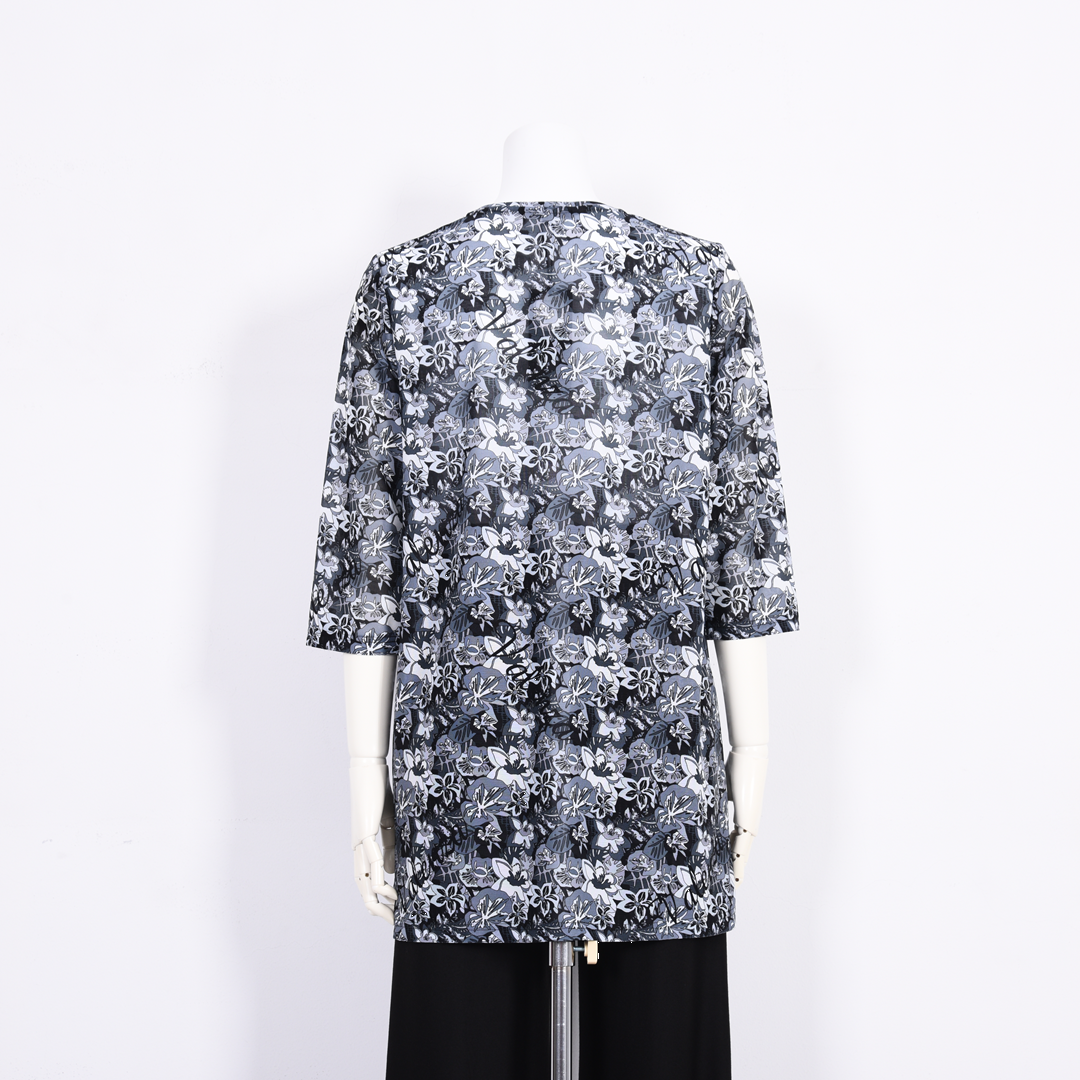 【Lサイズ】7分袖　花柄プリントチュニック　VALENZA　5562319