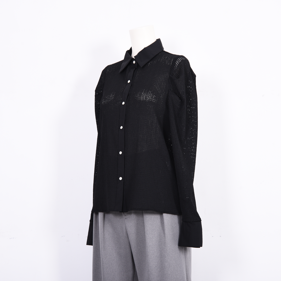 シアーレース　シャツブラウス　B DONNA　6051107