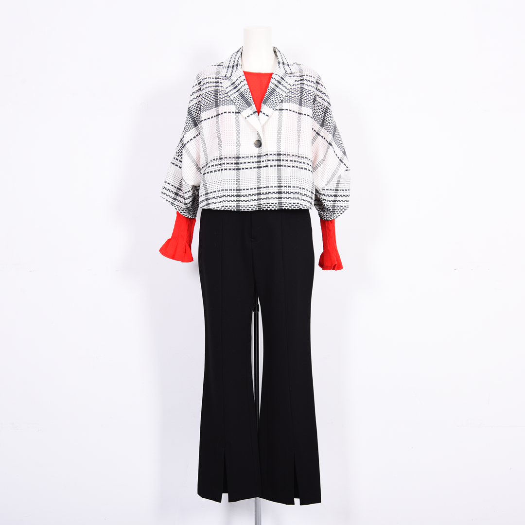 ブロックタイルチェック　ジャケット　B DONNA　6057117