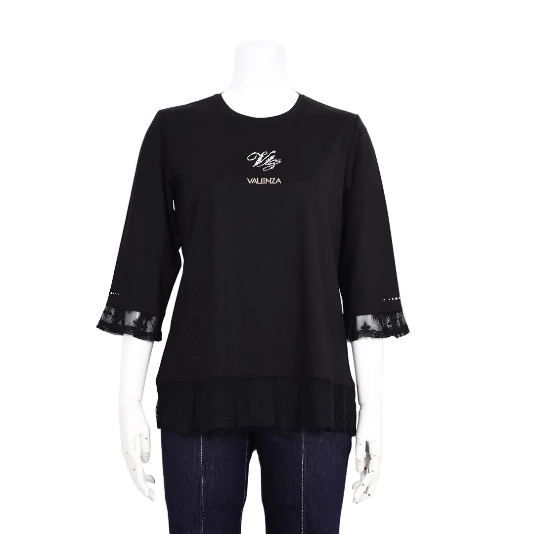 【Lサイズ】7分袖　チュール切り替えカットソー　VALENZA　5562304