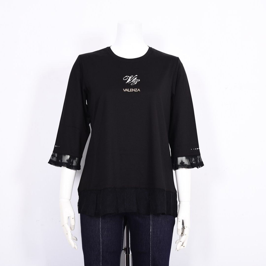 7分袖　チュール切り替えカットソー　VALENZA　5162304