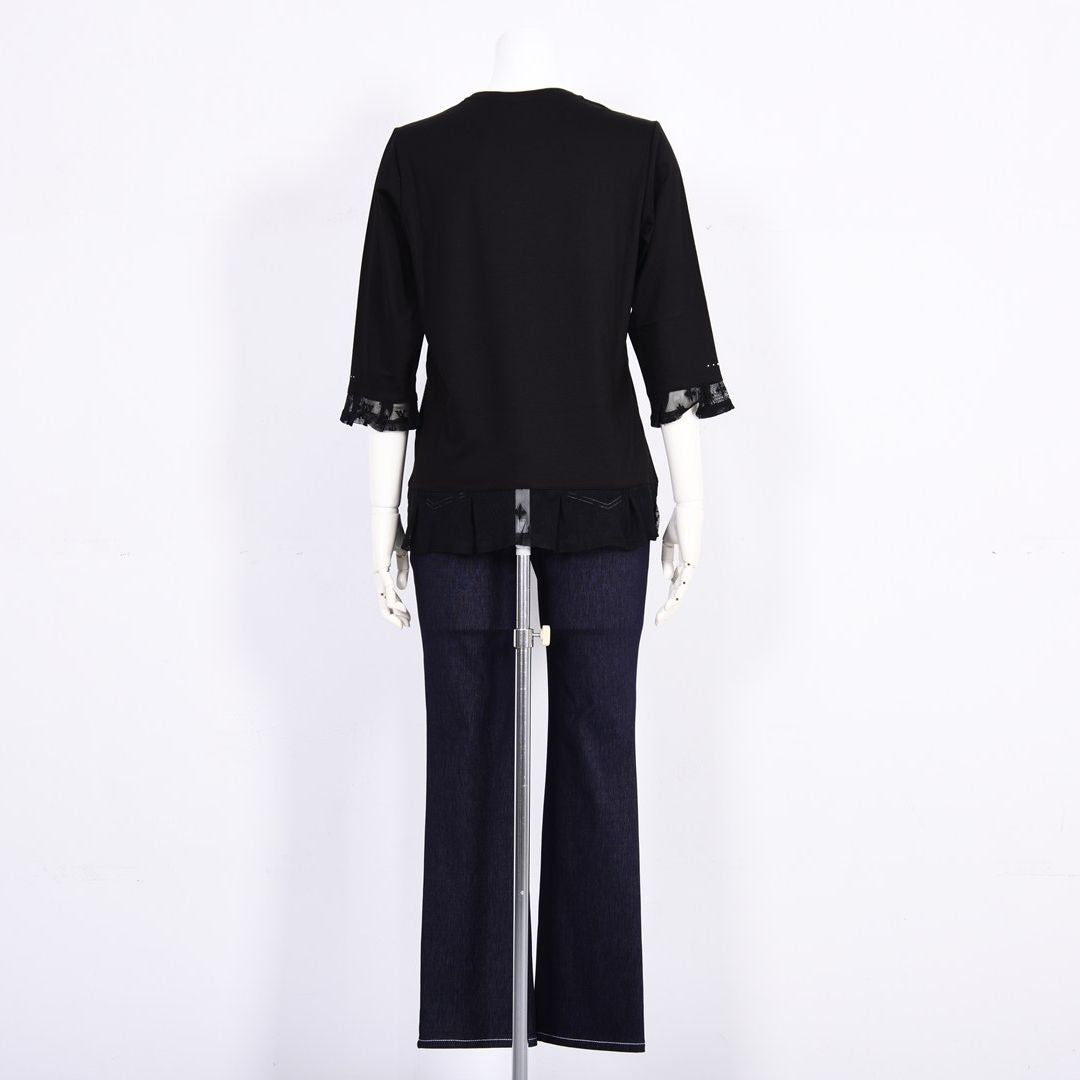 【Lサイズ】7分袖　チュール切り替えカットソー　VALENZA　5562304